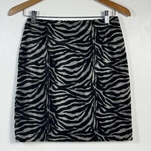 Vintage Velvety Zebra Print Mini Skirt Black/Grey/Silver Size 4 Petite 90s/Y2K